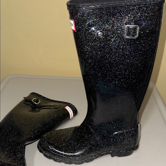 Hunter Shimmering Black Rain Boots - Picture 3 of 3